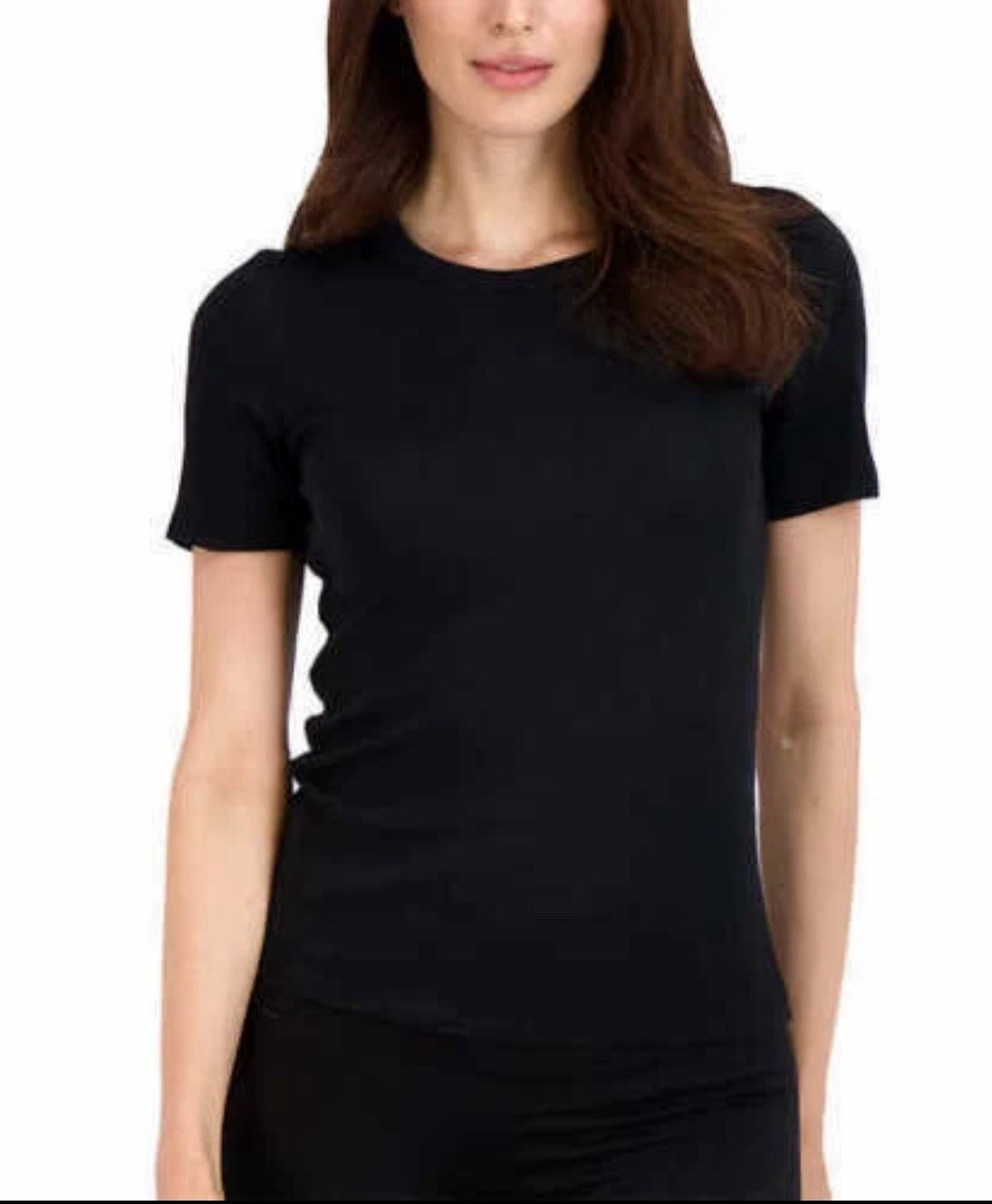 Lucky Brand Ladies' Ribbed Tee Crew Neck Tag Free Black Size M